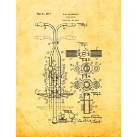 Pogo Stick Patent Print Golden Look (24" x 30") M11476