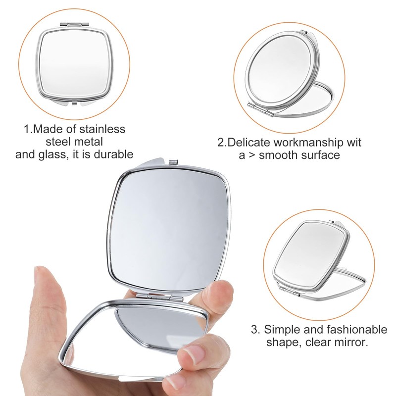 12 Pcs Sublimation Blanks Compact Mirror Set Transfer Folding Pocket