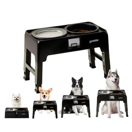 ZOMISIA Elevated Dog Bowls, Slow Feeder Food Bowl & Large No-Spill Water Bowl 68oz with Water Collection, 4 Heights Adjustable to 13.4" with Stand for Small Medium Large Dogs