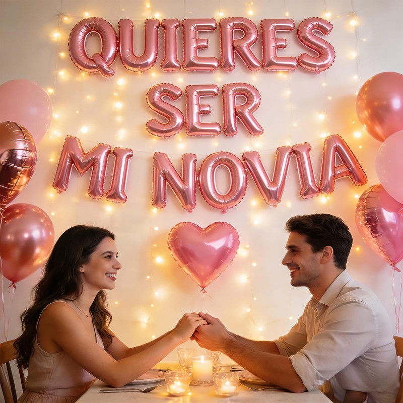 Pink 16" Quieres Ser Mi Novia Balloons Letters Set 10Pcs