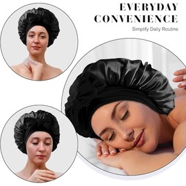 Gorro Dormir Seda y Satén para Mujer, Ajustable y Suave para el Cabello | Banda Elástica Suave, Gorros De Seda Para Dormir, Capó Para El Cabello Con B
