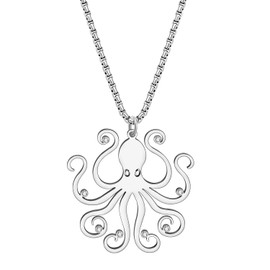 DUOWEI Enamel Tentacle Octopus Necklace Ocean Animals Pendant for Women Girls Charms Ocean Jewellery Gifts, Zinc
