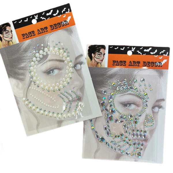 Halloween Pearls Face Gems,Day Of The Death Skull Face Jewels