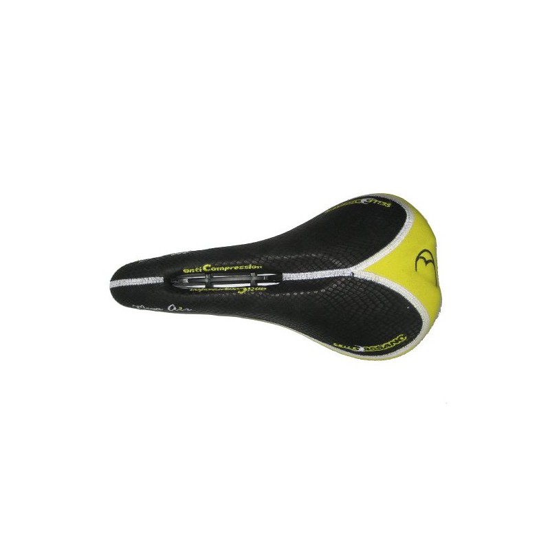 Selle Bassano Bicycle seat, Saddle, MEGA Air, Black/Yellow