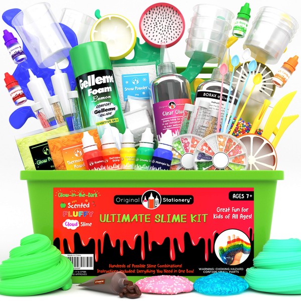 Original Stationery Ultimate Slime Kit DIY Slime Making Kit with Slime Add Ins Stuff for Unicorn, Glitter, Cloud, Butter, Floam, More - Deluxe Slime Kits Gift for Girls and Boys (Green, 53pcs)