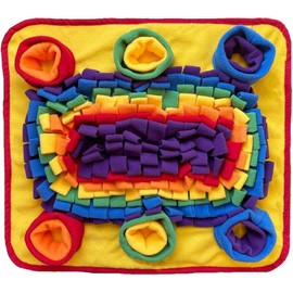 Interactive Dog Snuffle Mat for Mental Stimulation and Enrichment for Dogs, Pigs, Rabbits, and Other Pets (Rainbow)