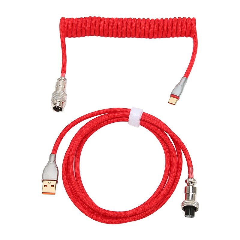 Mechanical Keyboard Cable Double Sleeve Custom Coiled with Detachable Metal