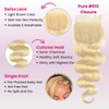 #613 Light Blonde Body Wave 4x4 HD Transparent Lace Closure