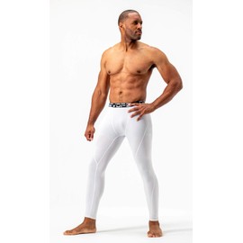 DEVOPS Men's Thermal Compression Pants, Athletic Leggings Base Layer Bottoms (2 Pack) (Large, Black/White)