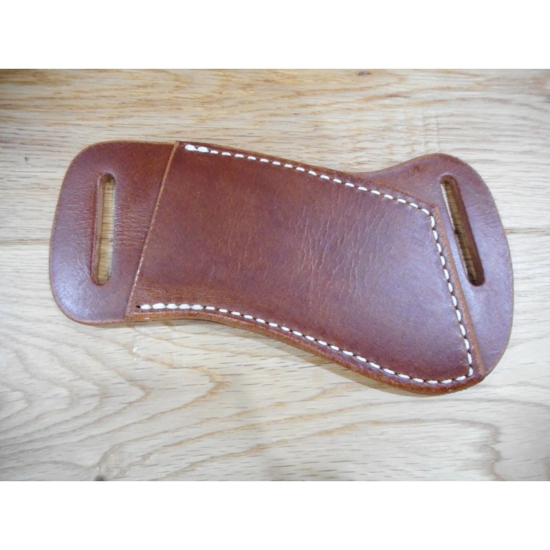 Cross Draw Buffalo leather knife sheath Golden Brown. fits a