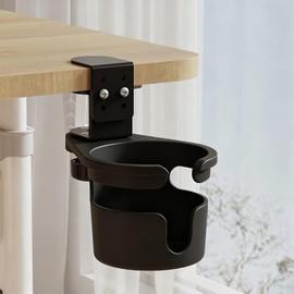 Yabound Drink Holder, Desk, 360 Degree Rotation Storage, Drink Cup Holder, Desk, Clamp Type, Stores Under Desk, Convenient Item, Easy to Install, Space Saving