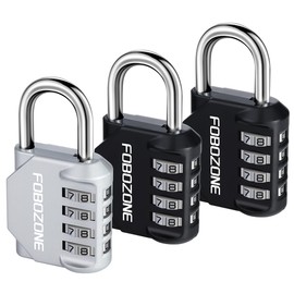 Combination Lock, FOBOZONE 4 Digit Outdoor Waterproof Resettable Code Padlock,for Gym Locker, Cabinet,Shed, Hasp,Gate, Tool Box,School Locker Lock (Black 2 & Silver 1)