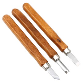 3Pcs Set SK5 Carbon Steel Unxuey Wood Carving Tools Set Handmade Wood Crafts Mini Chisel Steel with Hand Handle for Printmaking, Engraving Seals, Wood, Olive cores, School Teaching, etc