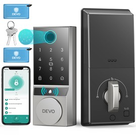 Devo G2 Door Lock for Front Door, 5 in 1 Fingerprint Keyless Entry Door Lock with Doorbell, Smart Lock Deadbolt with App Control, Easy Install No Hub, IP54 Waterproof, Auto-Lock
