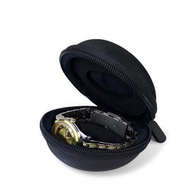 AdiStylinno Travel Watch Case, Portable Watch Organizer Holder for Men Women Single Watch Case Fits Wristwatches up to 50mm (Black)