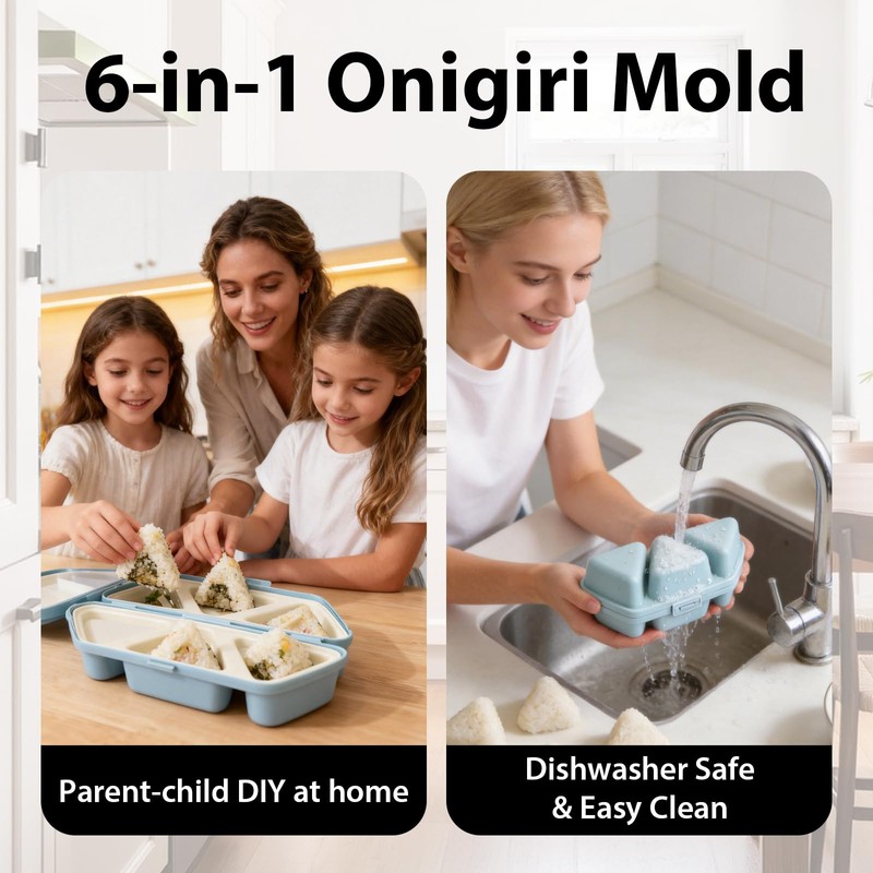 GLECTG 6 in 1 Onigiri Mold, Triangle Sushi Mold for