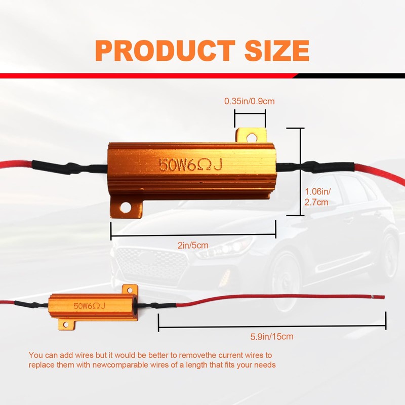 RBOKO 4Pcs Load Resistors 50W 6ohm, Fix LED Bulb Fast