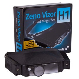 Levenhuk Zeno Vizor H1 Kopflupe mit Mehrfacher Leistung und Licht, Zusätzlicher Faltbarer Linse und Verstellbarem Kopfband