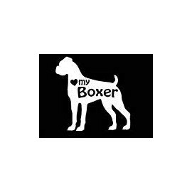 Chase Grace Studio Love My Boxer Dogs Vinyl Decal Sticker|WHITE|Cars Trucks Vans SUV Laptops Wall Art|5.5" X 5"|CGS353
