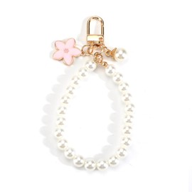 Gallkeat Key Chain Golden Imitation Pearl Key Chain Women's Lanyard Keychain for Teenage Girls, pink, S
