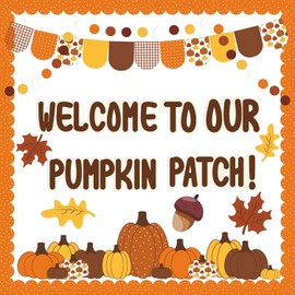 VABAMNA Fall Bulletin Board Decorations, Fall Classroom Decorations, 91Pcs Black Orange Fall Pumpkin Patch Paper Cutouts for School Classroom Autumn Halloween Thanksgiving Harvest Party Decor Supplies