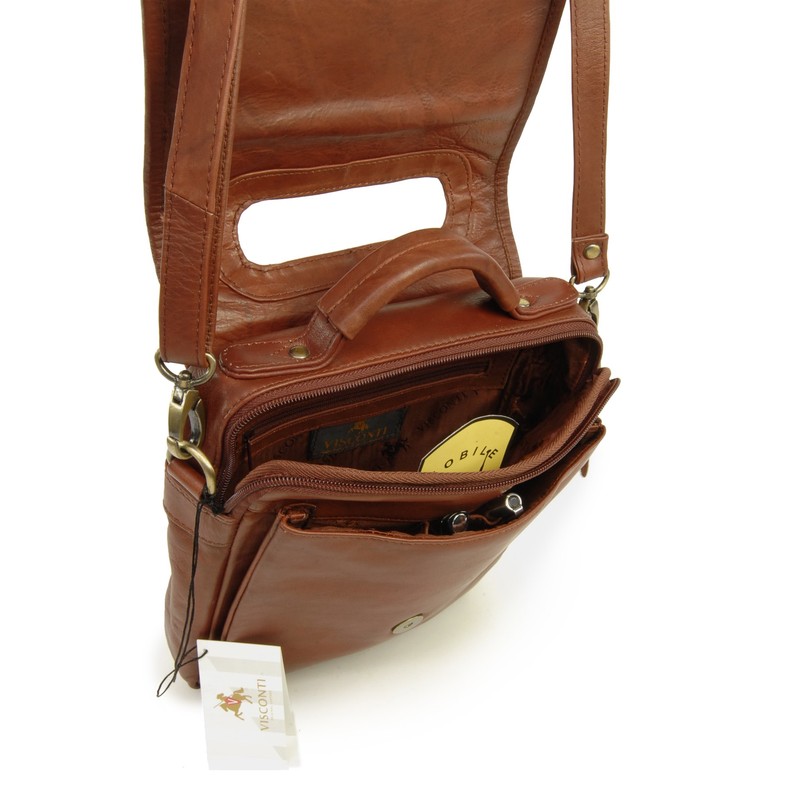VISCONTI - Women's Leather Crossbody Bag - Medium Briefcase/Work Bag