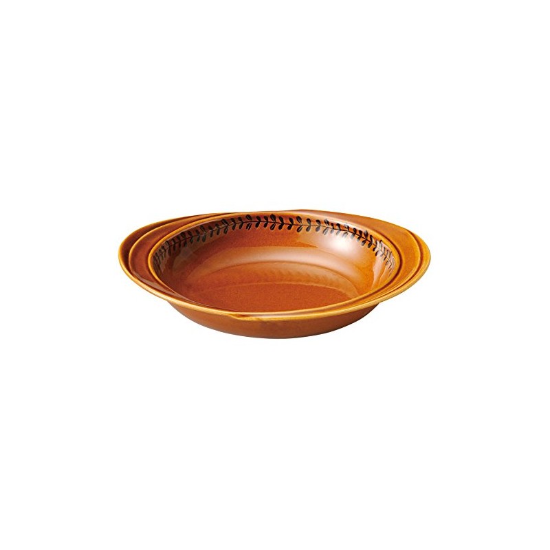Banko Ware 15978 Oven-safe, Oval Bowl, Dish, Large Leaf Line,