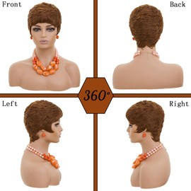 DOcute Brown Short Pixie Wigs for Black Women Auburn Short Wigs Wig Pixie Cut Wigs for Black Women Short Hair Wig Layered for Women (Brown)