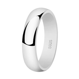 Yaneno 5mm Solid Unisex 925 Sterling Silver Super Heavy Court Shape Highly Polished Wedding Band Ring (L)