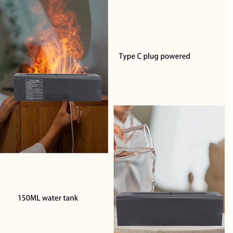 Essential Oil Diffuser 150ml Aromatherapy Humidifier Colorful Flame Light Quiet