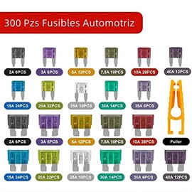 CHEHILL 300 Pzs Fusibles Automotriz de Colores Varios Amperes, para Coche, Barco, Camin, Caravana, Suv, Fusibles de Repuesto Automotriz con Extractor 