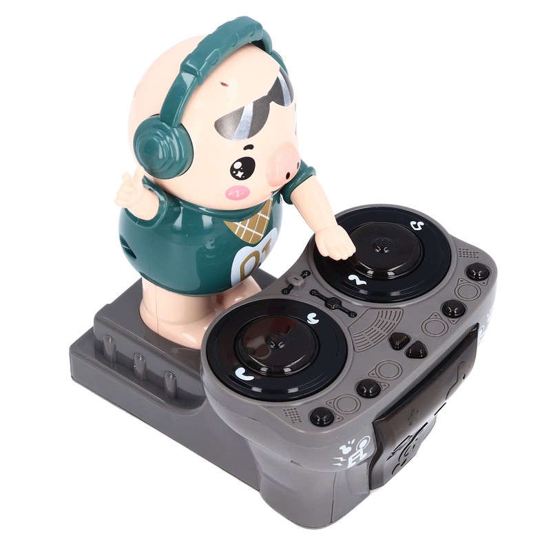 Electronic Dancing Piglet Toy DJ Style Automatic Rotating Disc Light