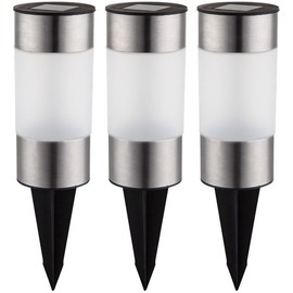 GLOBO 33254-3 LED Solar Lamp Stainless Steel Outdoor Garden Path Plug Light Set of 3