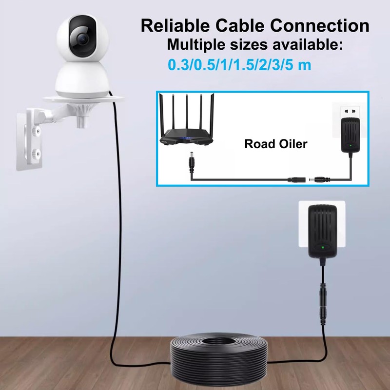 YINGAYOU DC Power Extension Cable 5.5mmx2.1mm 18AWG DC Cable Male