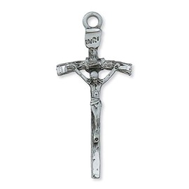 Pewter Papal Crucifix on 24" Chain (McVan D660)