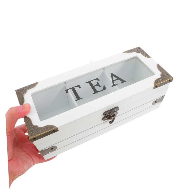 Ipetboom Wooden Tea Bag Organizer with Lid Multi Compartment Storage
