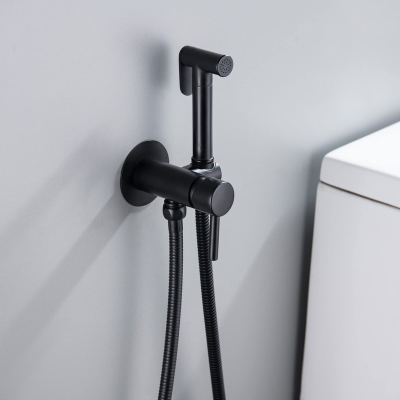SHAMANDA Wall Mounted Bidet Sprayer Set, Stainless Steel Round Handheld
