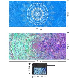 2 Pcs Microfiber Beach Towel Lightweight Sand Free Quick Dry Serviette de Plage Towels for Swimming Pool Camping 71''X32'' Mandala Beach Accessories Travel Things for Women Men Vacation Essential Gift