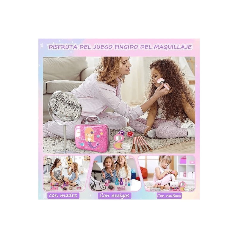 24 Piezas Juego De Maquillaje De Niñas Maquillaje Lavable rosa