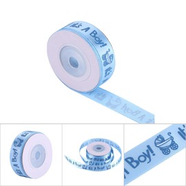 10 Yards/Roll IT is A BOY/Girl Blue Pink Ribbon Satin Rolls for Baby Shower Christening Party Favor(Blue)