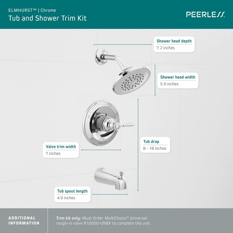 Peerless PTT14465 Elmhurst shower trim kit Tub & Shower, With