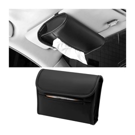 JNNJ Car Tissue Holder, Tissue Case for Car Backseat, PU Leather Universal Car Handkerchief Box, Multifunctional Sun Visor Napkin Holder, Cars Back Seat Headrest Armrest Hanging Handkerchief Box