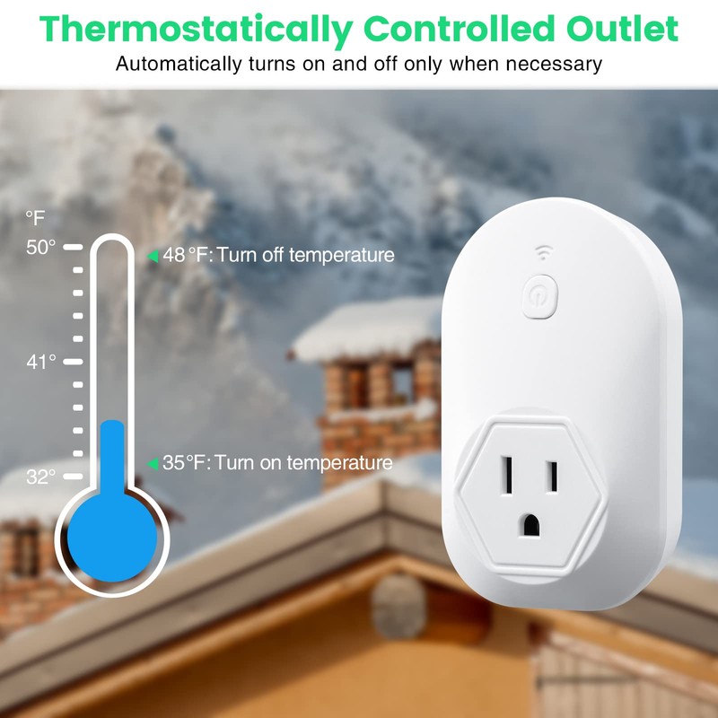 Thermostatically Controlled Outlet, Plug-in Freeze Protection Thermostat for 120V Pipe