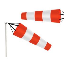 ZYWUOY 1Pcs Airport Windsock, Red+White Windsock Rip-Stop Polyester Wind Measurement Sock Bag for Outdoors Airport Farm Park