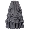Steampunk Gothic Victorian Pirate Skirt Bustle Style (Black Grey Whit,M)