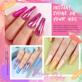 PEACECOLOR 40PCS Gel Nail Polish Set Summer Colors Gel Polish Kit Glitter Pink Red Nude Blue Green Soak Off U V LED Nail Gel Starter Set Collection Gifts for Women DIY Salon Home