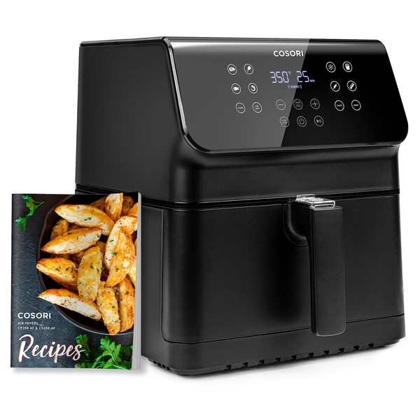COSORI Pro II Air Fryer Oven Combo, 5.8QT Large Cooker with 12 One-Touch Savable Custom Functions, Cookbook and Online Recipes, Nonstick and Dishwasher-Safe Detachable Square Basket, Black, CP358-AF