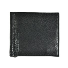 Real Leather Dollar Clip Money Clip Wallet Credit Card Holder with Spring Snap Coin Compartment Nappa Leather Black, black, money clip