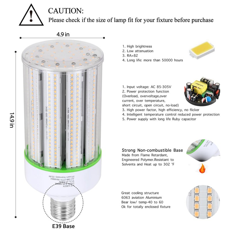 GTAREN 150W LED Corn Cob Light Bulb 2Pack,Equivalent 600W Metal