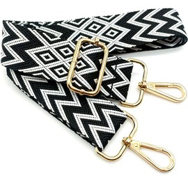 Adjustable Shoulder Strap for Bags, Black, Bag Straps for Changing, Bag Strap Wide with Carabiner Gold, 80-130 cm Carry Strap, Bag for Women, Shoulder Bags, Modern Handbag, 3.8 cm, 09